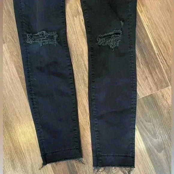 Mother Jeans Womens Size 26 Black The Looker Ankle Fray Raw Hem Guilty as Sin - Picture 4 of 11